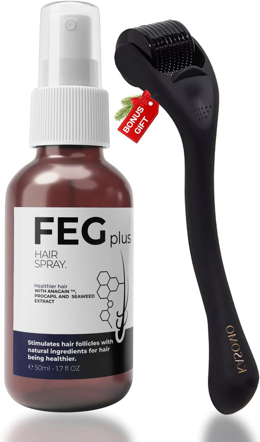 FEG Hair Growth Spray+Derma Roller, Suitable For Men and Women