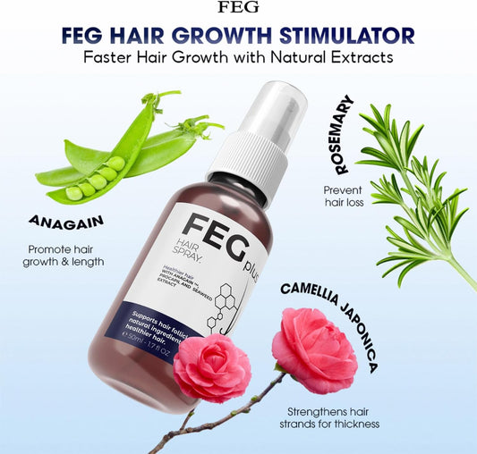 FEG Hair Growth Spray+Derma Roller, Suitable For Men and Women