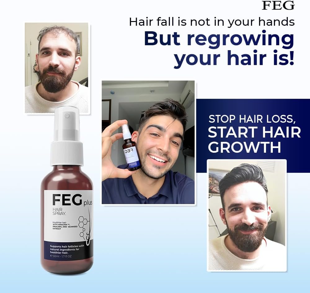 FEG Hair Growth Spray+Derma Roller, Suitable For Men and Women