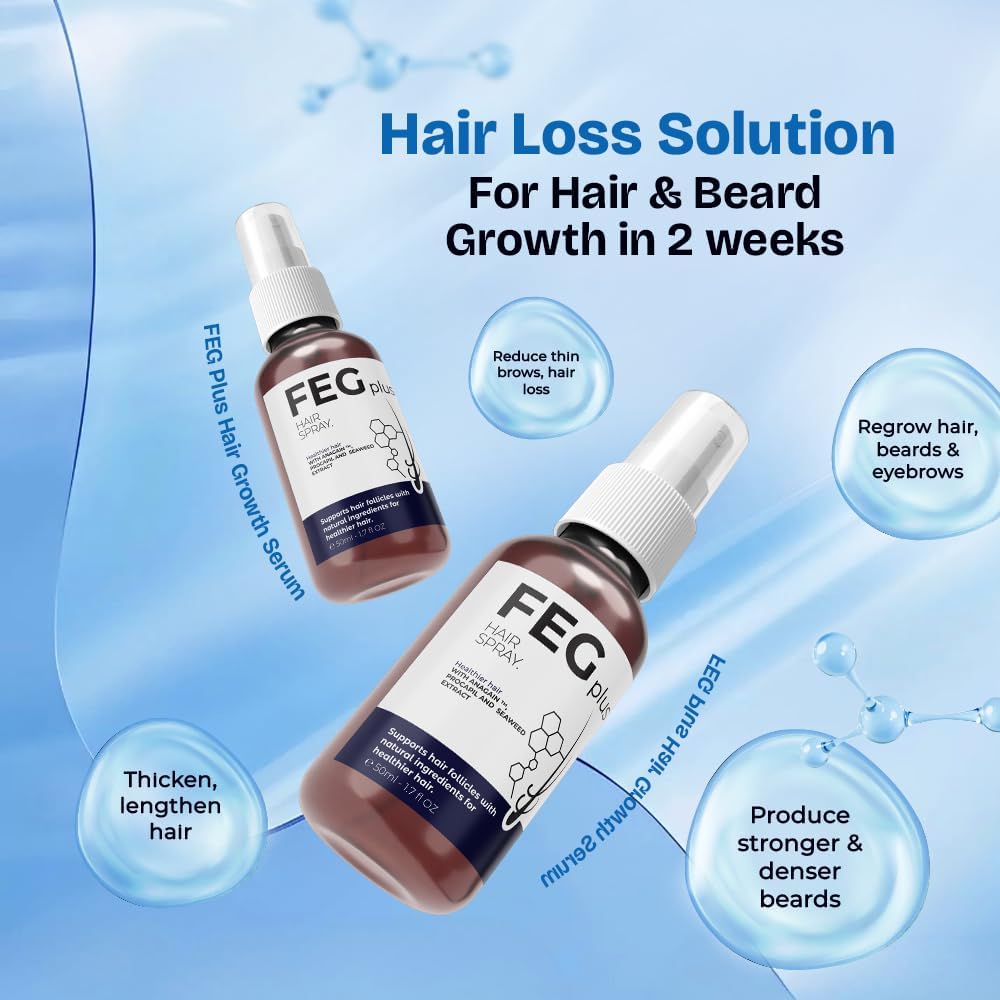 FEG Hair Growth Spray+Derma Roller, Suitable For Men and Women