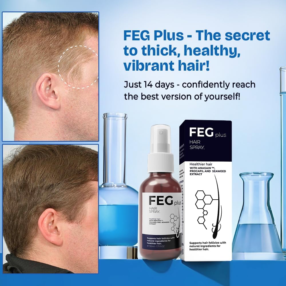 FEG Hair Growth Spray+Derma Roller, Suitable For Men and Women